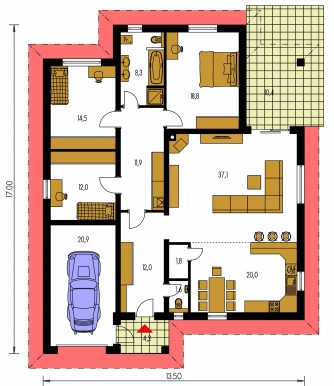 Mirror image | Floor plan of ground floor - BUNGALOW 132